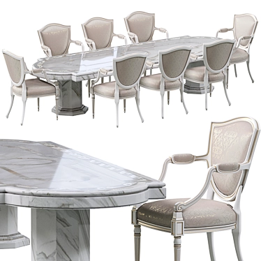 Elegant Dining Set with Marble Table 3D model image 1 