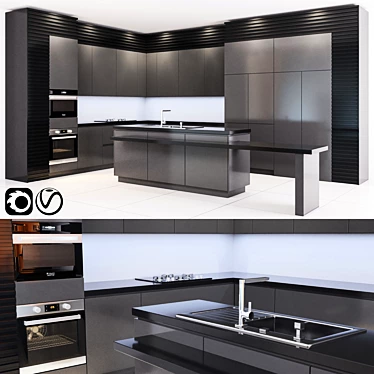 Sleek Modern Kitchen Design 3D model image 1 