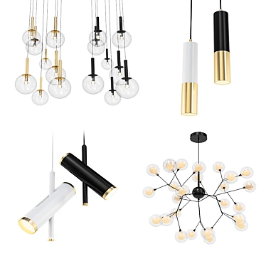 Modern Pendant Light Collection Set 3D model image 1 