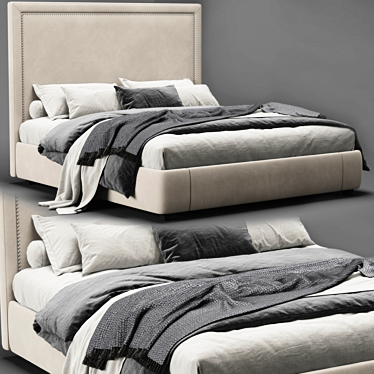 Elegant RH Wallace Fabric Bed 3D model image 1 