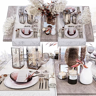 Elegant Dining Experience: Luxury Table Setting 3D model image 1 