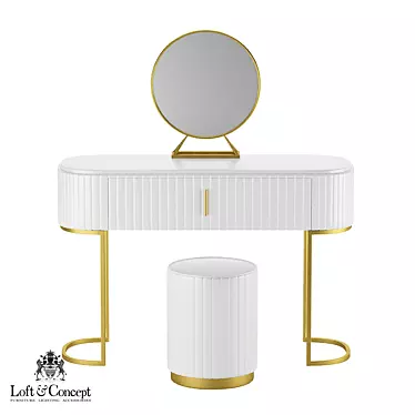 Chic Grooved Dressing Table Set 3D model image 1 