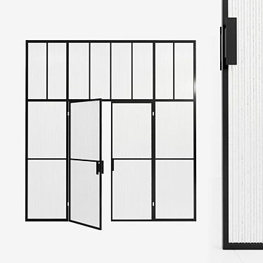 Minimalist Glass Door Partition 3D model image 1 
