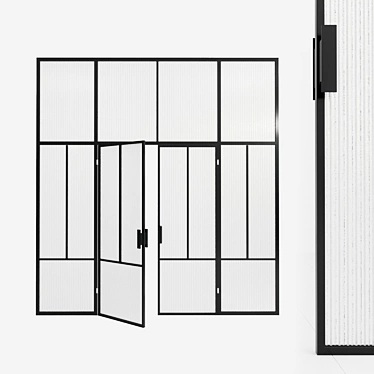 Sleek Glass Partition Door 3D model image 1 