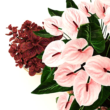 Tropical Elegance: Anthurium and Fittonia 3D model image 1 