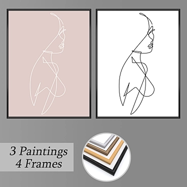 Title: Artistic Expressions: Set of 2 Wall Paintings 3D model image 1 