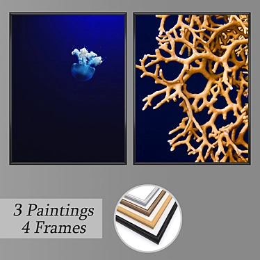 Elegant Wall Art Set with Multiple Frames 3D model image 1 