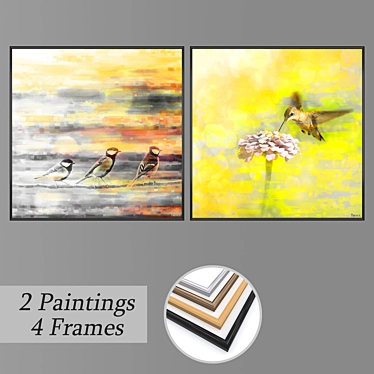 2-Piece Wall Painting Set with 4 Frame Options 3D model image 1 