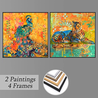 Versatile Set of Wall Paintings & Frames 3D model image 1 