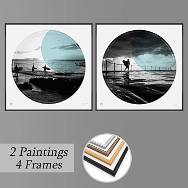 Elegant Set of Wall Paintings 3D model image 1 