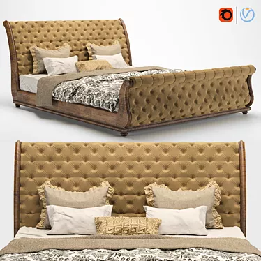 Elegant Sleigh Bed with Unwrapped UVs 3D model image 1 