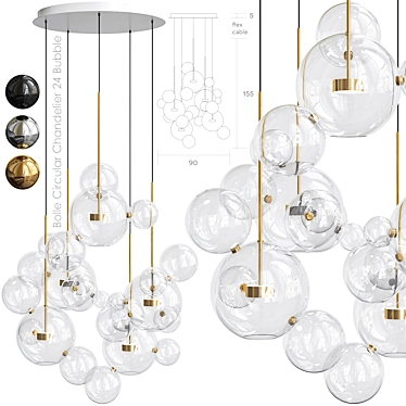 Bolle Circular Chandelier 24 Bubble: Stunning Lighting Statement 3D model image 1 