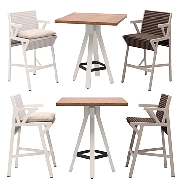 Kettal Vieques Bar Set: Stylish Stool & Table 3D model image 1 