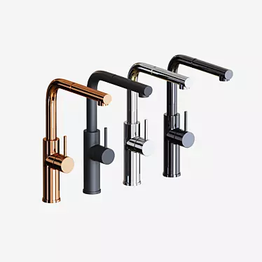 Noken Bridge Mixer: Single Handle, Rotatable Spout, Pull-out Shower, 4 Colors 3D model image 1 