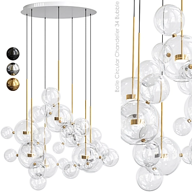 Bolle Circular Chandelier: Elegant Illumination for Modern Spaces 3D model image 1 