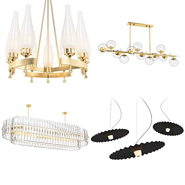 Modern Gold Oval Chandelier 3D model image 1 