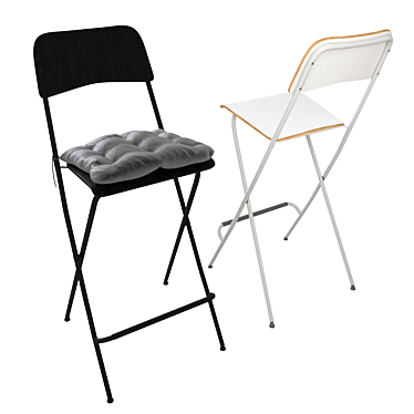 Foldable Bar Stool with IKEA Pillow 3D model image 1 