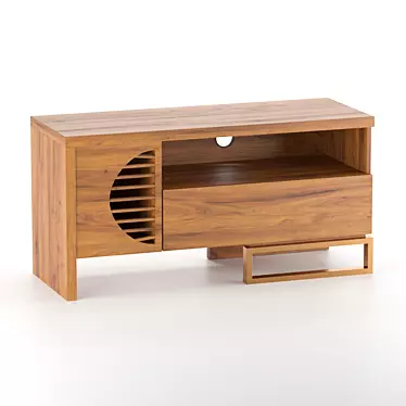 Rosé Gold TV Stand | MDF, Walnut Veneer | 60x120x45 cm 3D model image 1 