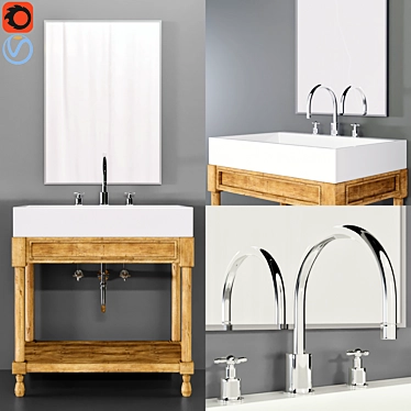 5-Piece Bathroom Furniture Set 3D model image 1 