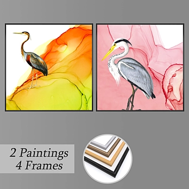 Artistic Trio: Set of Wall Paintings 3D model image 1 