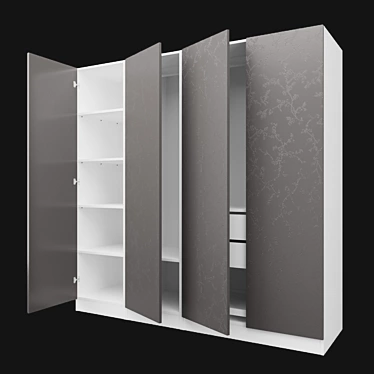 Modern 2m Tall Wardrobe 3D model image 1 