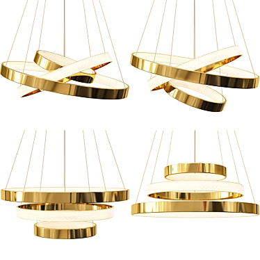 Oracle 3 Rings Gold Chandelier 3D model image 1 