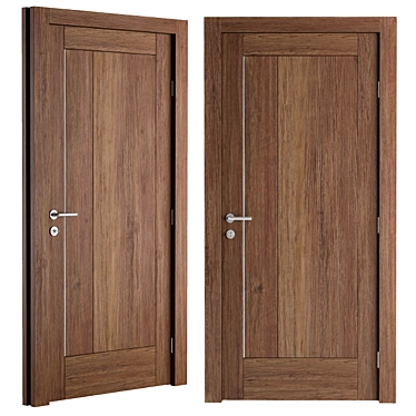 Sleek Wooden Entry Door 3D model image 1 