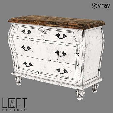 Vintage Wood and Metal Chest of Drawers 3D model image 1 