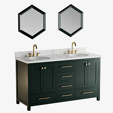 Elegant Mahogany Vanity - L-1524, D-560 3D model image 1 