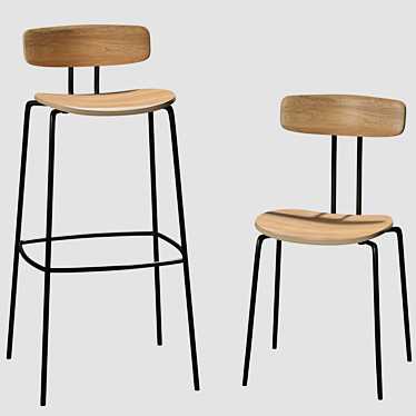 Modern Style: ZEITRAUM OKITO Plywood Chairs 3D model image 1 