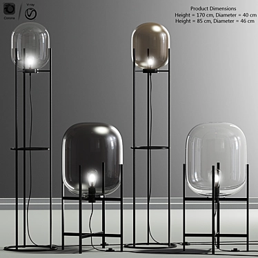 Modern Oda Floor Lamp Set - Sleek Design & Versatile Lighting 3D model image 1 