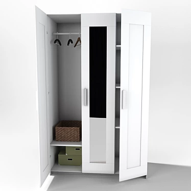 Brimnes Wardrobe: White 3-Door - Compact & Stylish 3D model image 1 