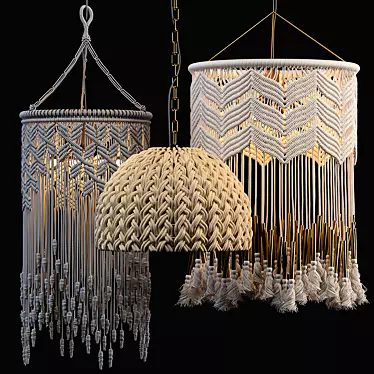 Handcrafted Macrame Pendant Lights 3D model image 1 