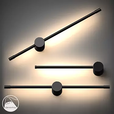 Modern Black Stick Wall Sconce 3D model image 1 