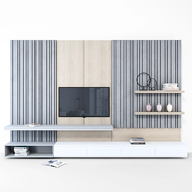 Modern TV Wall Set for Living Room & Bedroom. 3D model image 1 