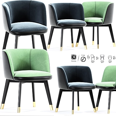 Elegant Baxter Colette Dining Chair 3D model image 1 