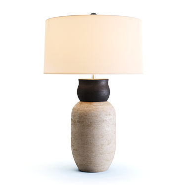 Ansley Ceramic Table Lamp - Elegant Off-White Cotton Shade 3D model image 1 