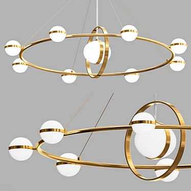 Circular LED Chandeliers with Ring Frames 3D model image 1 