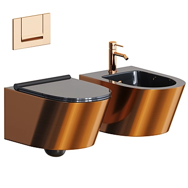 Luxury Wall Hung Toilet in Gold & Silver 3D model image 1 