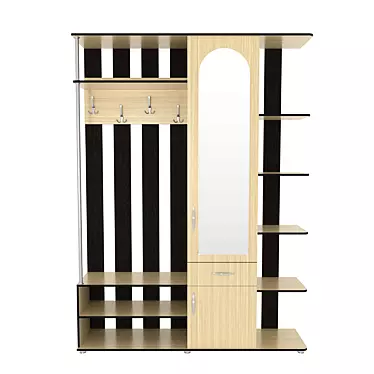 Compact Hallway Storage with Hooks and Shelves 3D model image 1 