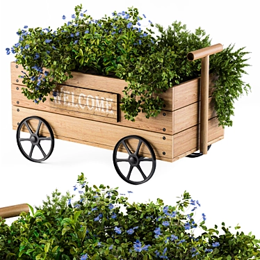 Rustic Plant Cart: Natural Charm 3D model image 1 