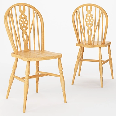 Vintage Windsor Wood Chair 3D model image 1 