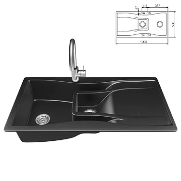 Elegant Sink and Faucet Set 3D model image 1 