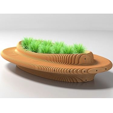 Modern Parametric Bench with Refined Floral Display 3D model image 1 