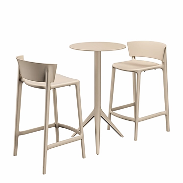 Modern Vondom Mari-Sol Table & Africa Bar Stool 3D model image 1 