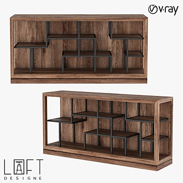 LoftDesign Bookcase 7177: Stylish Wood & Metal Storage 3D model image 1 