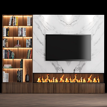 Modern Stone TV Wall Design 3D model image 1 