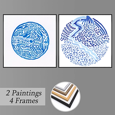 Artful Impressions: Set of 2 Paintings 3D model image 1 