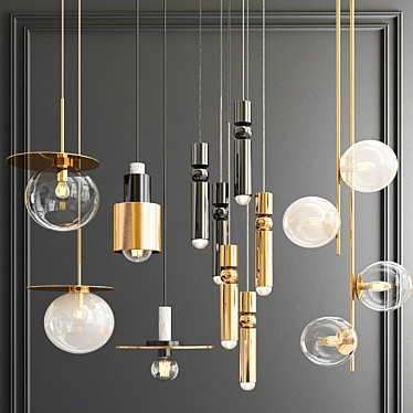 Elegant Hanging Lights Collection 3D model image 1 