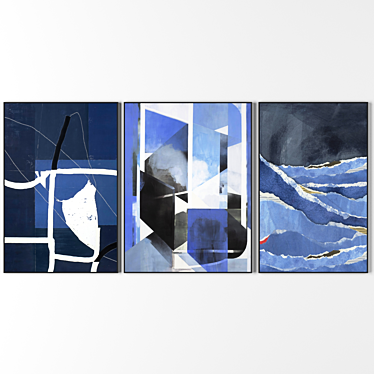 Elegant Trio of Framed Art 3D model image 1 